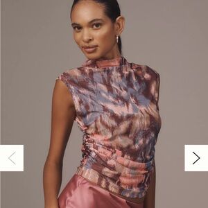 Maeve Mock-Neck Mesh Muscle Top